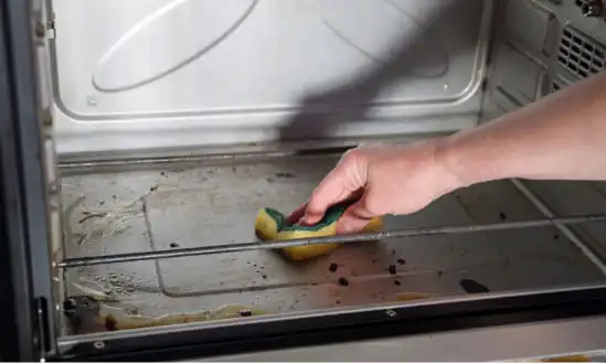 Cleaning inside an oven