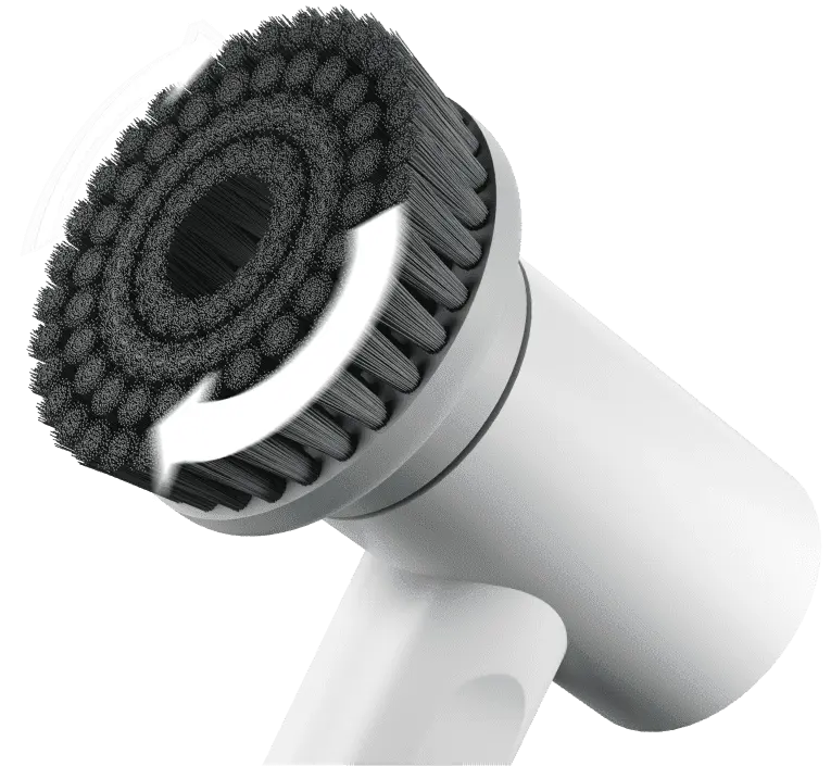 Synoshi spin scrubber brush head close-up