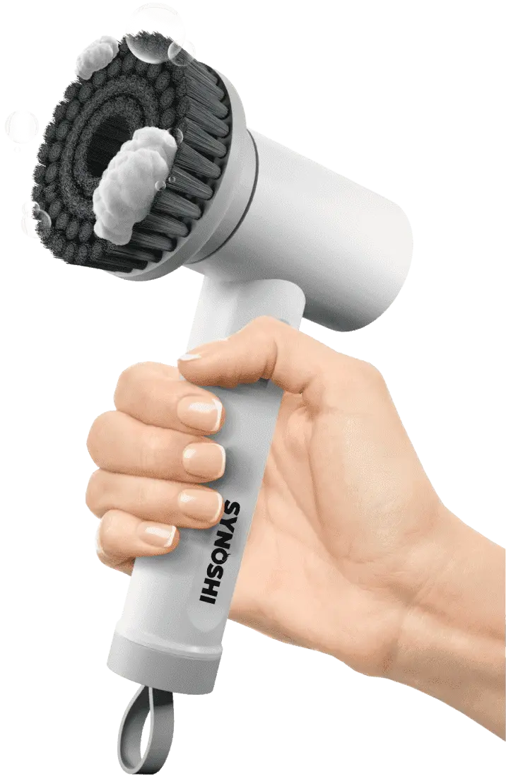 Synoshi cordless spin power scrubber held in hand