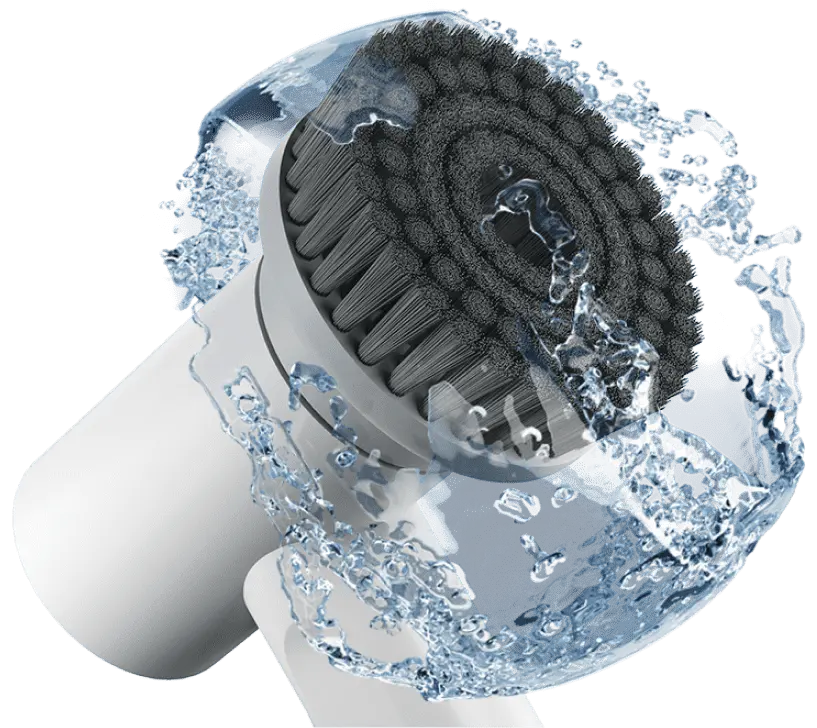 Synoshi scrubber with brush heads